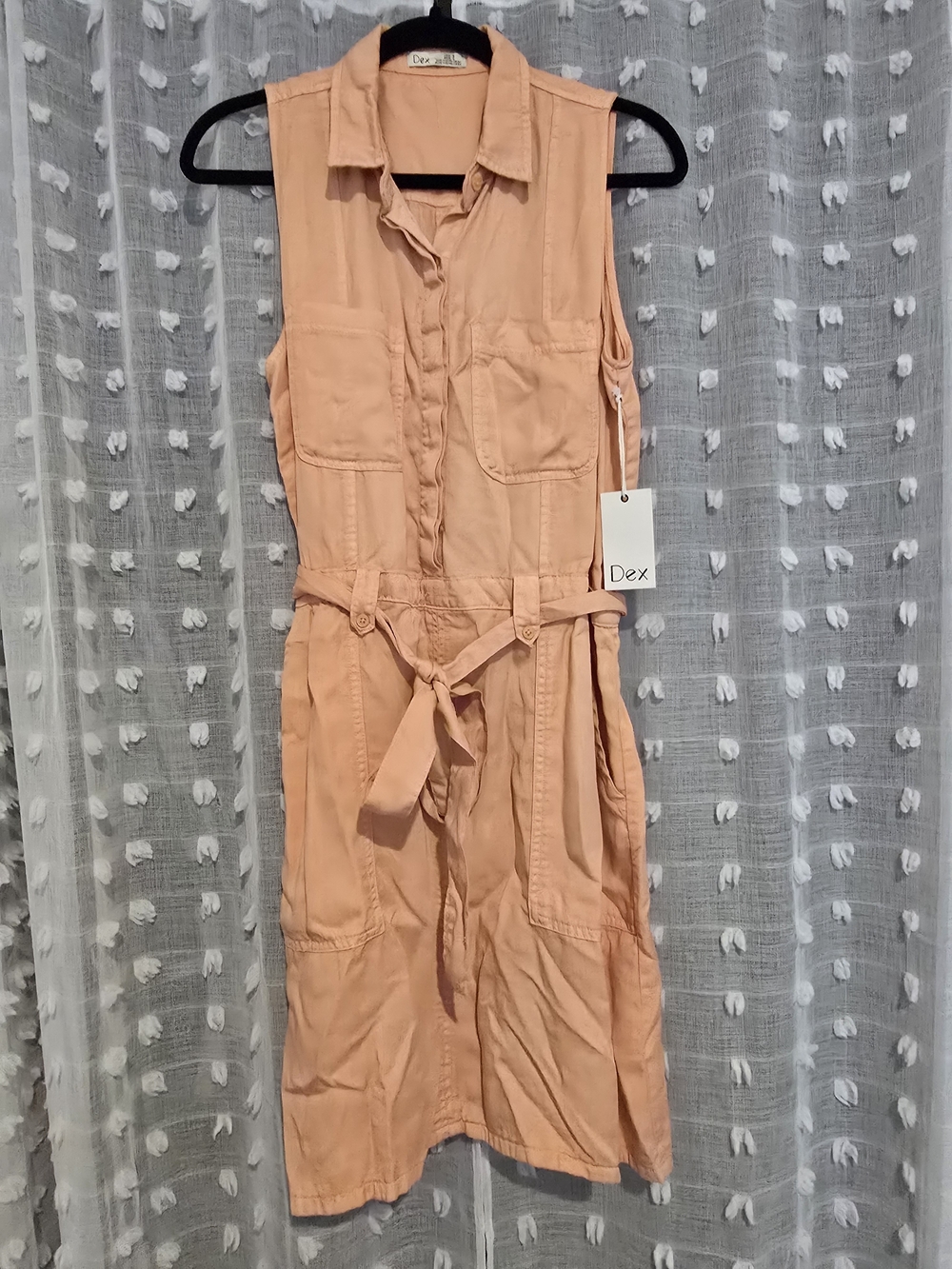 NWT Dex Coral Wash Sleeveless Utility Shirt Dress - Size Small